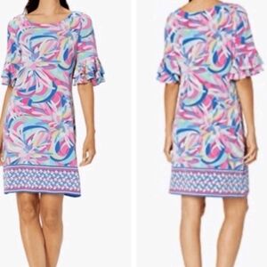 Pappagallo Victoria Shift Dress Multi-Color M Preppy Resortwear Vibrant Mod Chic
